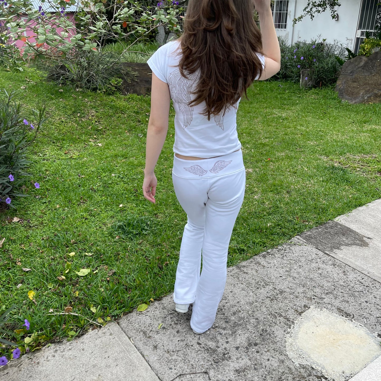 Paris white lowrise sweatpants