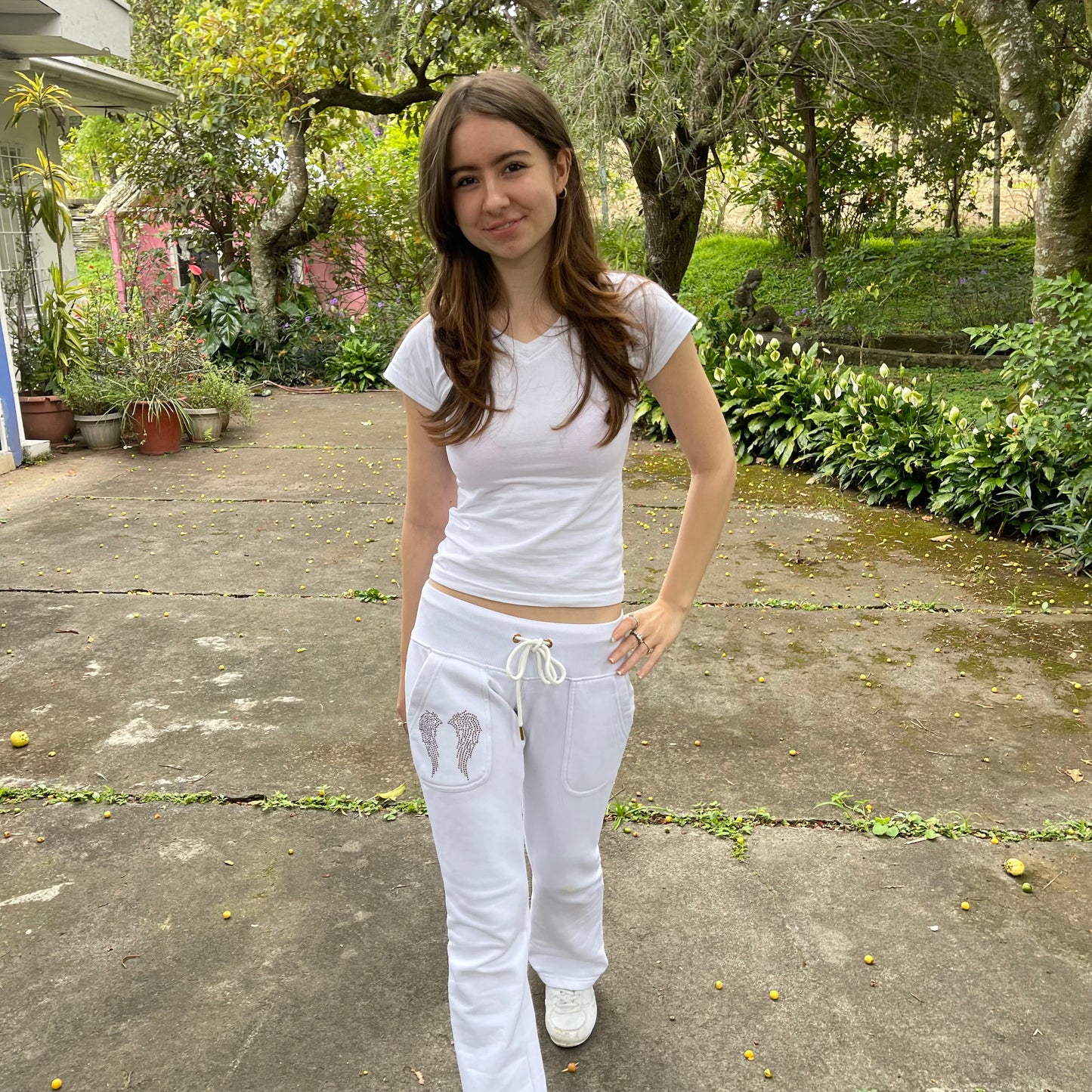 Paris white lowrise sweatpants