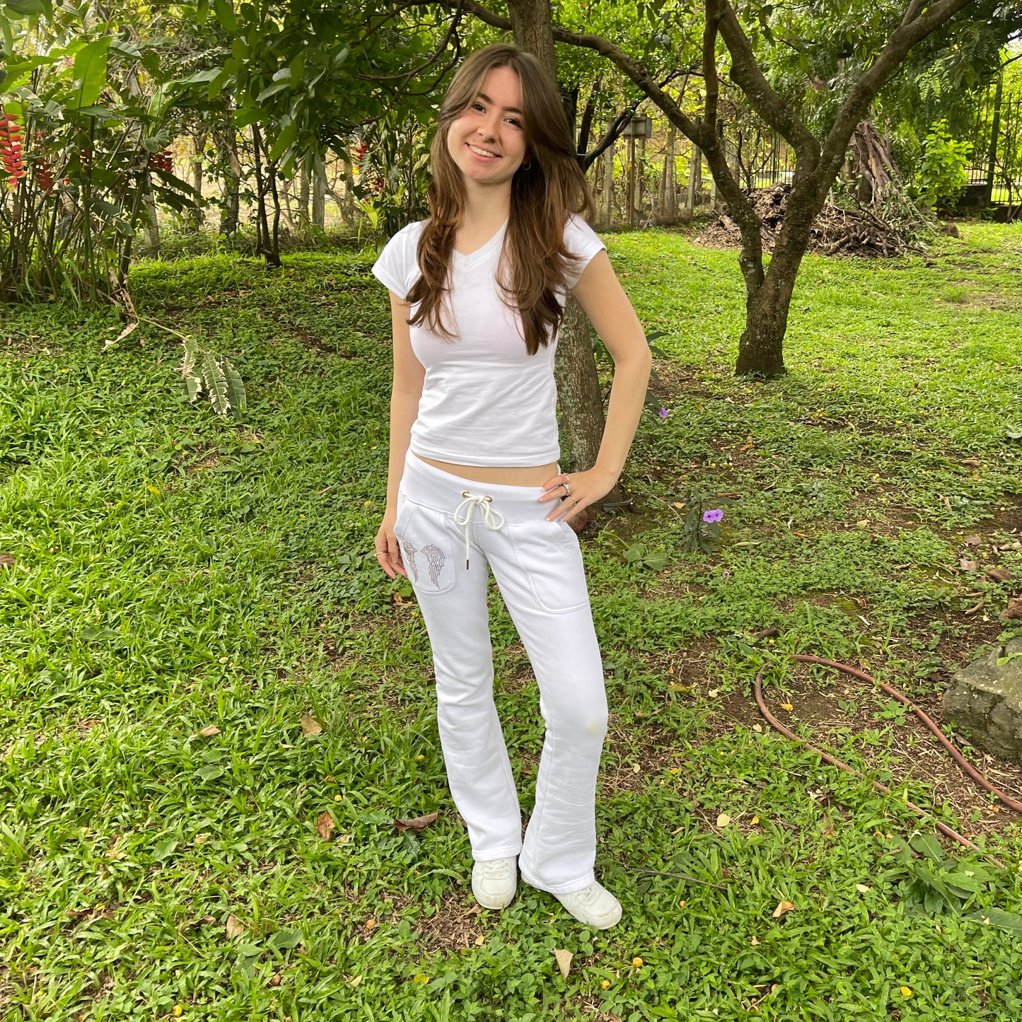 Paris white lowrise sweatpants